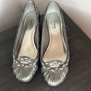 Style and Company Silver Low Wedge Heels Size 8M